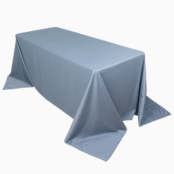 90"x132" Dusty Blue Premium Scuba Wrinkle Free Rectangular Tablecloth, Seamless Scuba Polyester Tablecloth for 6 Foot Table With Floor-Length Drop