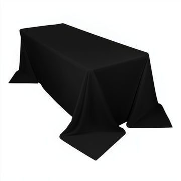 Scuba Rectangular 90"x132" Tablecloth Black - Wrinkle Free, Stain Resistant & Seamless Table Cover for Weddings and Parties
