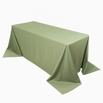 90"x132" Dusty Sage Green Premium Scuba Wrinkle Free Rectangular Tablecloth, Seamless Scuba Polyester Tablecloth for 6 Foot Table With Floor-Length Drop