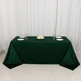 90x132inch Hunter Emerald Green Premium Scuba Wrinkle Free Rectangular Tablecloth, Seamless Scuba