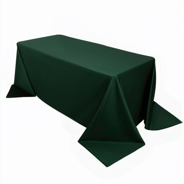Scuba Rectangular 90"x132" Tablecloth Hunter Emerald Green - Wrinkle Free, Stain Resistant & Seamless Table Cover