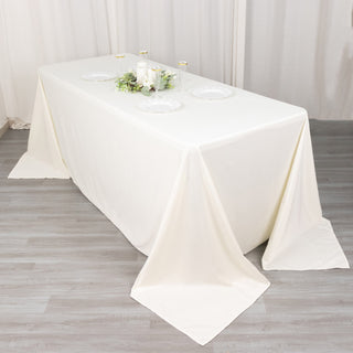 Effortless Elegance with the Ivory Premium Scuba Wrinkle Free Rectangular Tablecloth