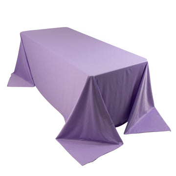 90"x132" Lavender Lilac Premium Scuba Wrinkle Free Rectangular Tablecloth, Seamless Scuba Polyester Tablecloth for 6 Foot Table With Floor-Length Drop