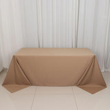 90x132inch Nude Premium Scuba Wrinkle Free Rectangular Tablecloth, Seamless Scuba Polyester