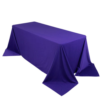 90"x132" Purple Premium Scuba Wrinkle Free Rectangular Tablecloth, Seamless Scuba Polyester Tablecloth for 6 Foot Table With Floor-Length Drop