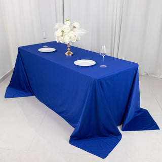 Experience Luxury and Convenience with the Royal Blue Premium Scuba Rectangular Tablecloth