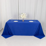 Royal Blue Premium Scuba Rectangular Tablecloth, Wrinkle Free Polyester Seamless Tablecloth