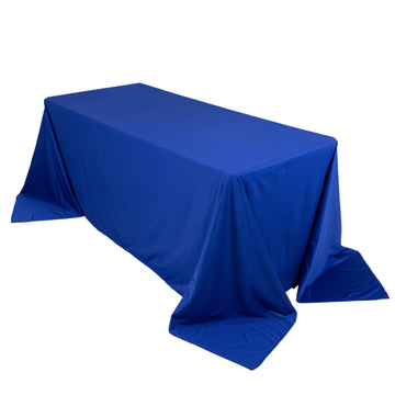 90"x132" Royal Blue Premium Scuba Wrinkle Free Rectangular Tablecloth, Seamless Scuba Polyester Tablecloth for 6 Foot Table With Floor-Length Drop