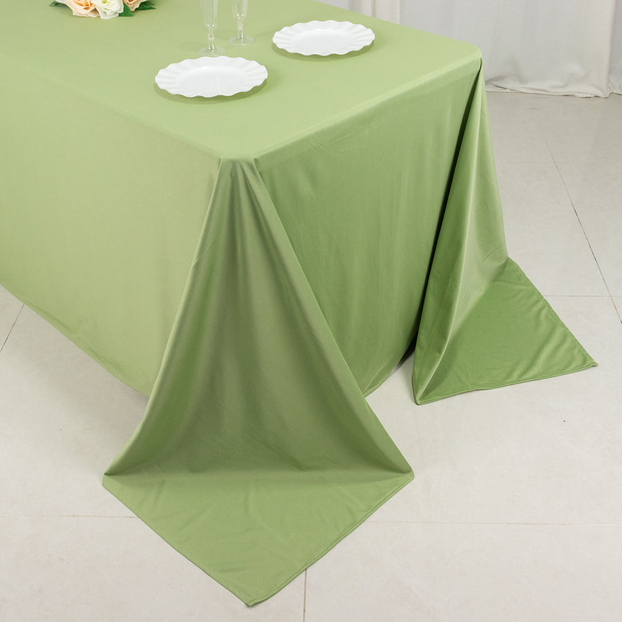 Sage Green Premium Scuba Wrinkle Free Rectangular Tablecloth, Seamless Scuba Polyester Tablecloth