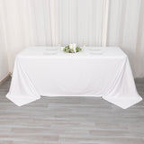 90x132inch White Premium Scuba Rectangular Tablecloth, Wrinkle Free Polyester Seamless