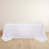 90x132inch White Premium Scuba Rectangular Tablecloth, Wrinkle Free Polyester Seamless