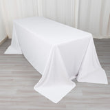 90x132inch White Premium Scuba Rectangular Tablecloth, Wrinkle Free Polyester Seamless