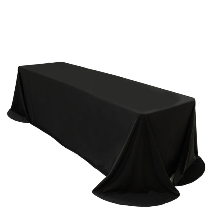 Scuba Rectangular 90x156inches Tablecloth Black with Rounded Corners – Seamless, Wrinkle Free