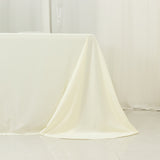 Scuba Rectangular 90x156inches Tablecloth Ivory with Rounded Corners – Seamless, Wrinkle Free