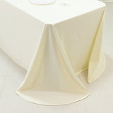 Scuba Rectangular 90x156inches Tablecloth Ivory with Rounded Corners – Seamless, Wrinkle Free