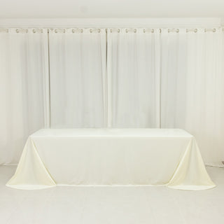 <strong>Ivory Scuba Polyester Tablecloth 90"x156" Rounded Corner Design</strong>