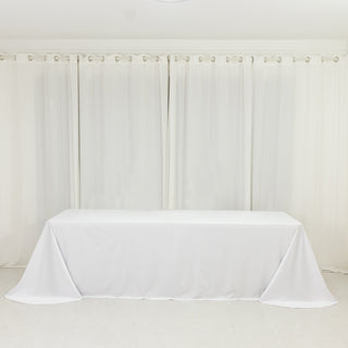 <strong>White Scuba Polyester Tablecloth 90"x156" Rounded Corner Design</strong>