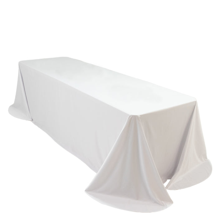 Scuba Rectangular 90x156inches Tablecloth White with Rounded Corners – Seamless, Wrinkle Free