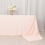 90x156inch Blush Premium Scuba Wrinkle Free Rectangular Tablecloth, Seamless Scuba Polyester