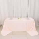 90x156inch Blush Premium Scuba Wrinkle Free Rectangular Tablecloth, Seamless Scuba Polyester