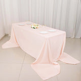 90x156inch Blush Premium Scuba Wrinkle Free Rectangular Tablecloth, Seamless Scuba Polyester