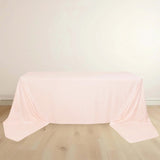 90x156inch Blush Premium Scuba Wrinkle Free Rectangular Tablecloth, Seamless Scuba Polyester