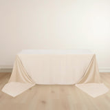 90x156inch Beige Premium Scuba Wrinkle Free Rectangular Tablecloth Seamless Polyester Tablecloth