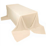 90x156inch Beige Premium Scuba Wrinkle Free Rectangular Tablecloth Seamless Polyester Tablecloth