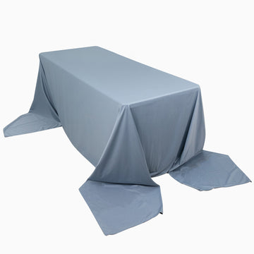 90"x156" Dusty Blue Premium Scuba Wrinkle Free Rectangular Tablecloth, Seamless Scuba Polyester Tablecloth for 8 Foot Table With Floor-Length Drop