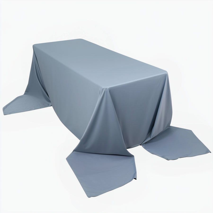 90x156inch Dusty Blue Premium Scuba Wrinkle Free Rectangular Tablecloth, Seamless Scuba Polyester