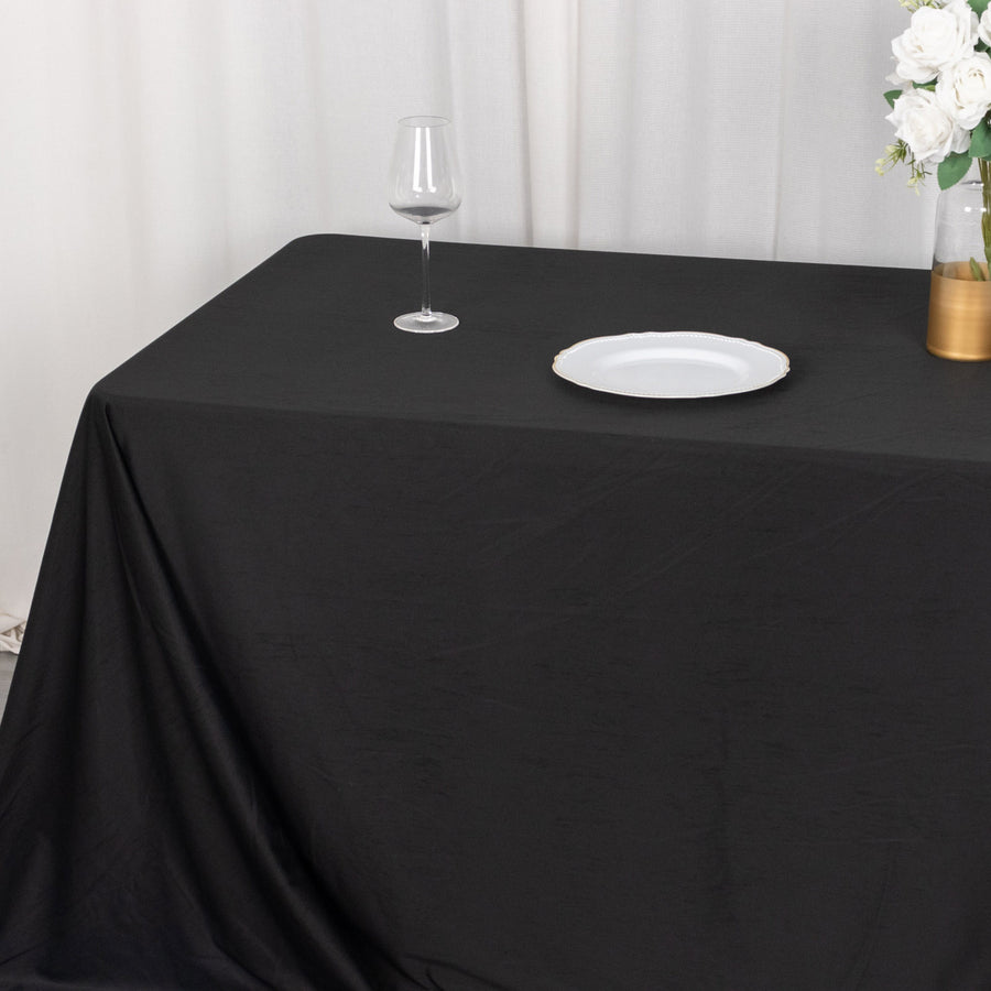 90x156inch Black Premium Scuba Rectangular Tablecloth, Wrinkle Free Polyester Seamless