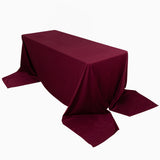 90x156inch Burgundy Premium Scuba Wrinkle Free Rectangular Tablecloth, Seamless Scuba Polyester