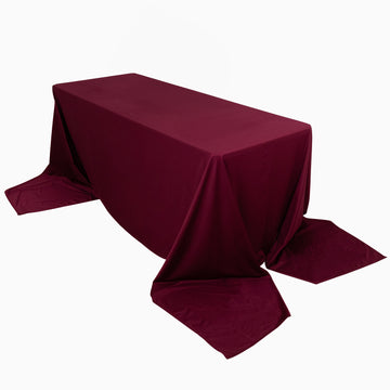 90"x156" Burgundy Premium Scuba Wrinkle Free Rectangular Tablecloth, Seamless Scuba Polyester Tablecloth for 8 Foot Table With Floor-Length Drop