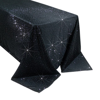 Black Scuba Rhinestone Tablecloth 90x156