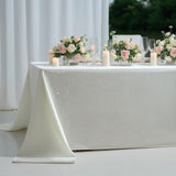 Scuba Rectangular Tablecloth 90×156inch Pearl White Rhinestone Accents – Seamless, Wrinkle-Free