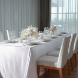 Scuba Rectangular Tablecloth 90×156inch White Rhinestone Accents – Seamless, Wrinkle-Free