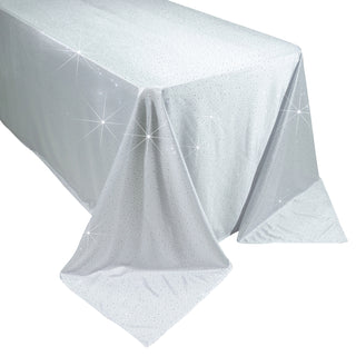White Scuba Rhinestone Tablecloth 90x156