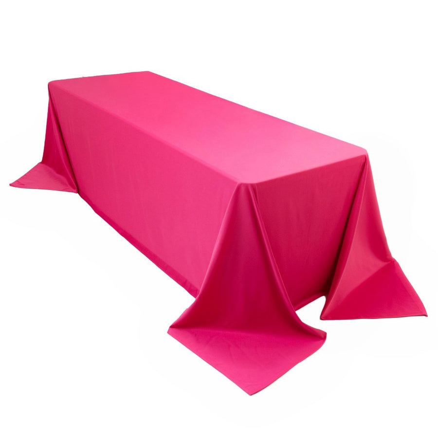 Scuba Rectangular 90"x156" Tablecloth Fuchsia - Wrinkle Free, Stain Resistant & Seamless Table Cover