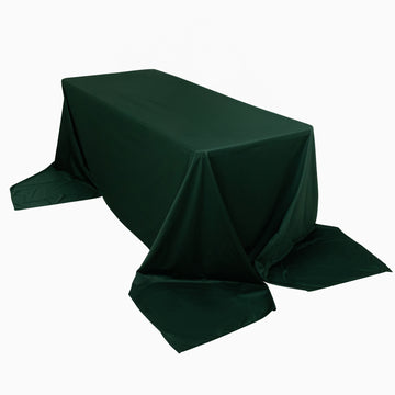 90"x156" Hunter Emerald Green Premium Scuba Wrinkle Free Rectangular Tablecloth, Seamless Scuba Polyester Tablecloth