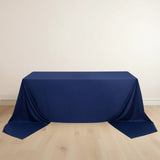 90x156inch Navy Blue Premium Scuba Wrinkle Free Rectangular Tablecloth, Seamless Scuba Polyester