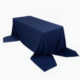 90x156inch Navy Blue Premium Scuba Wrinkle Free Rectangular Tablecloth, Seamless Scuba Polyester