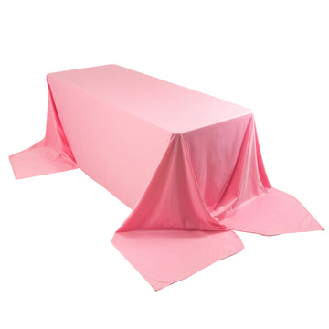 90"x156" Pink Premium Scuba Wrinkle Free Rectangular Tablecloth, Seamless Scuba Polyester Tablecloth for 8 Foot Table With Floor-Length Drop