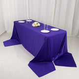 90x156inch Purple Premium Scuba Wrinkle Free Rectangular Tablecloth, Seamless Scuba Polyester