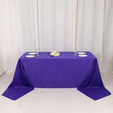 90x156inch Purple Premium Scuba Wrinkle Free Rectangular Tablecloth, Seamless Scuba Polyester