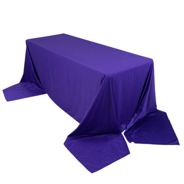 90"x156" Purple Premium Scuba Wrinkle Free Rectangular Tablecloth, Seamless Scuba Polyester Tablecloth for 8 Foot Table With Floor-Length Drop