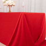 90x156inch Red Premium Scuba Wrinkle Free Rectangular Tablecloth, Seamless Scuba Polyester