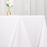 90x156inch White Premium Scuba Polyester Rectangular Tablecloth, Wrinkle Free Reusable Seamless