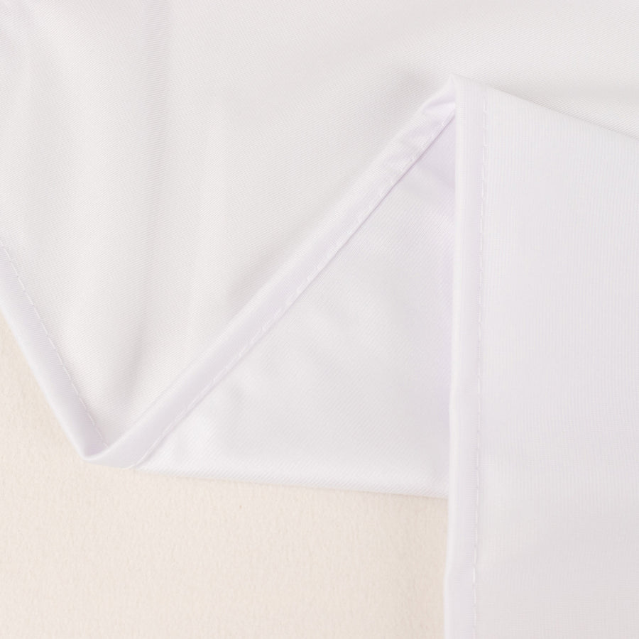 90x156inch White Premium Scuba Polyester Rectangular Tablecloth, Wrinkle Free Reusable Seamless