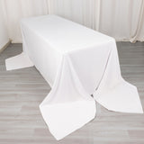 90x156inch White Premium Scuba Polyester Rectangular Tablecloth, Wrinkle Free Reusable Seamless