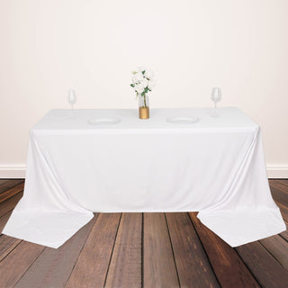 Elevate Your Event with the White Premium Scuba Wrinkle Free Rectangular Tablecloth